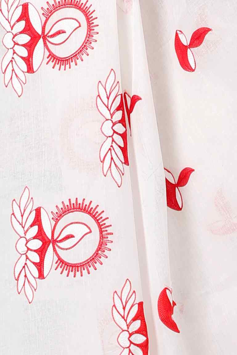White Pure Cotton Leo Tant Embroidery (1435)