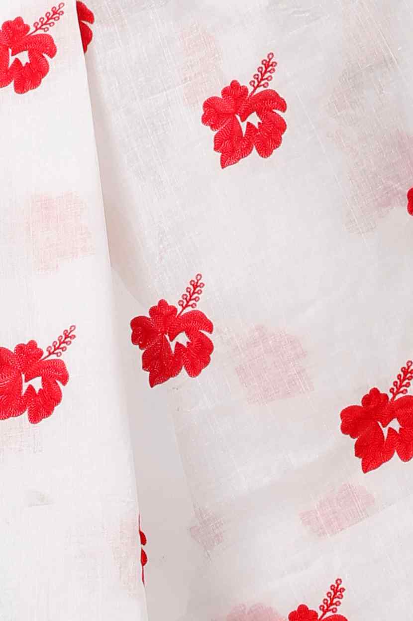 White Golden Pure Cotton Leo Tant Embroidery (1436)