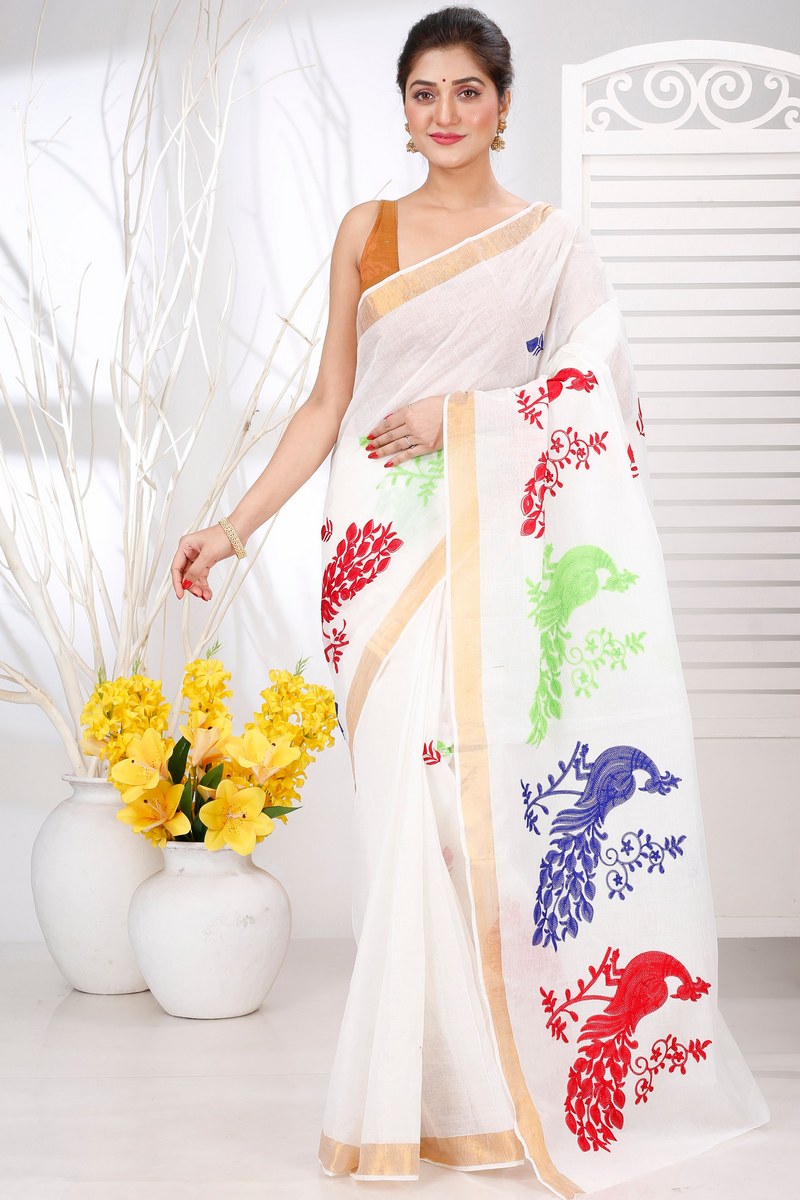 Multi-Coloured Pure Cotton Leo Tant Embroidery (1452)