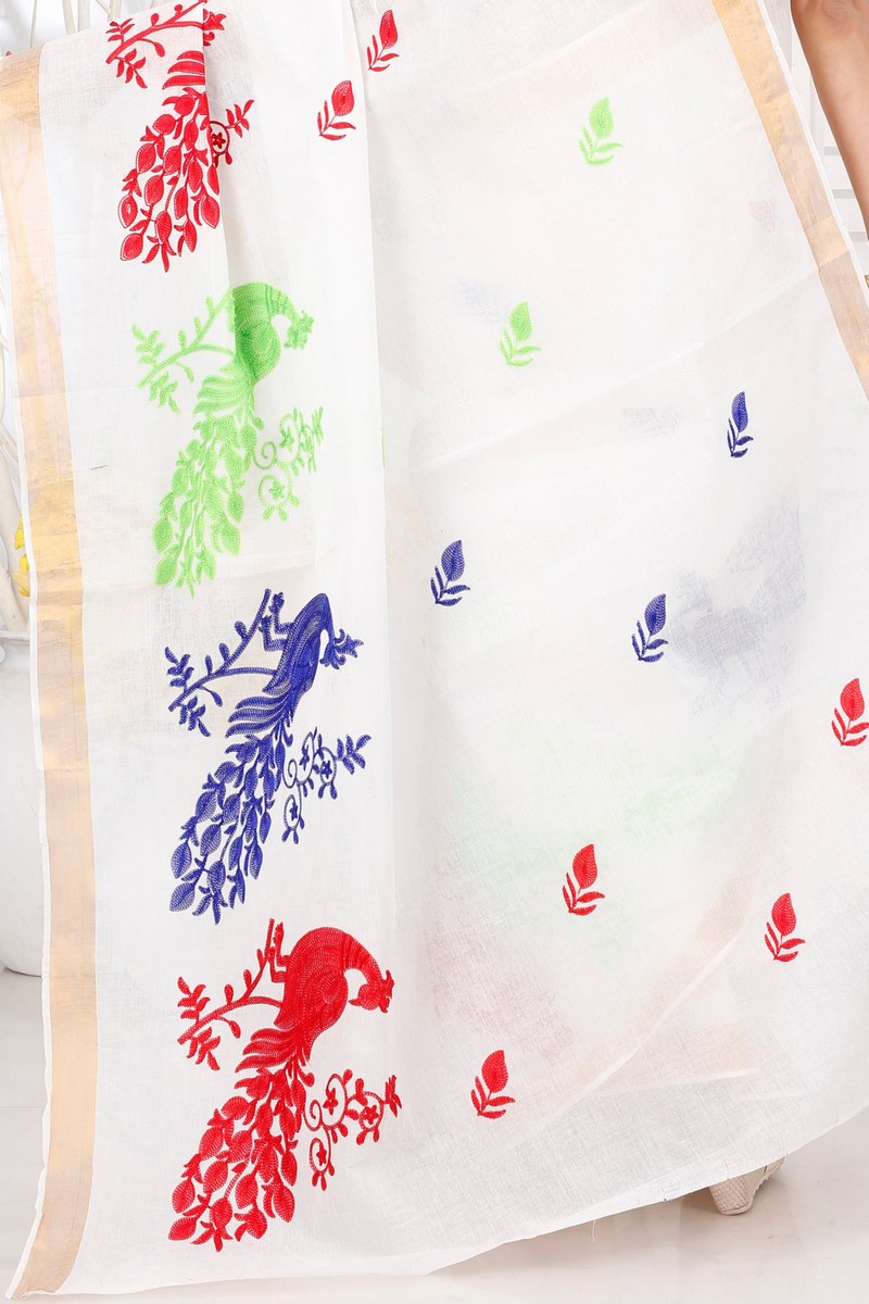 Multi-Coloured Pure Cotton Leo Tant Embroidery (1452)