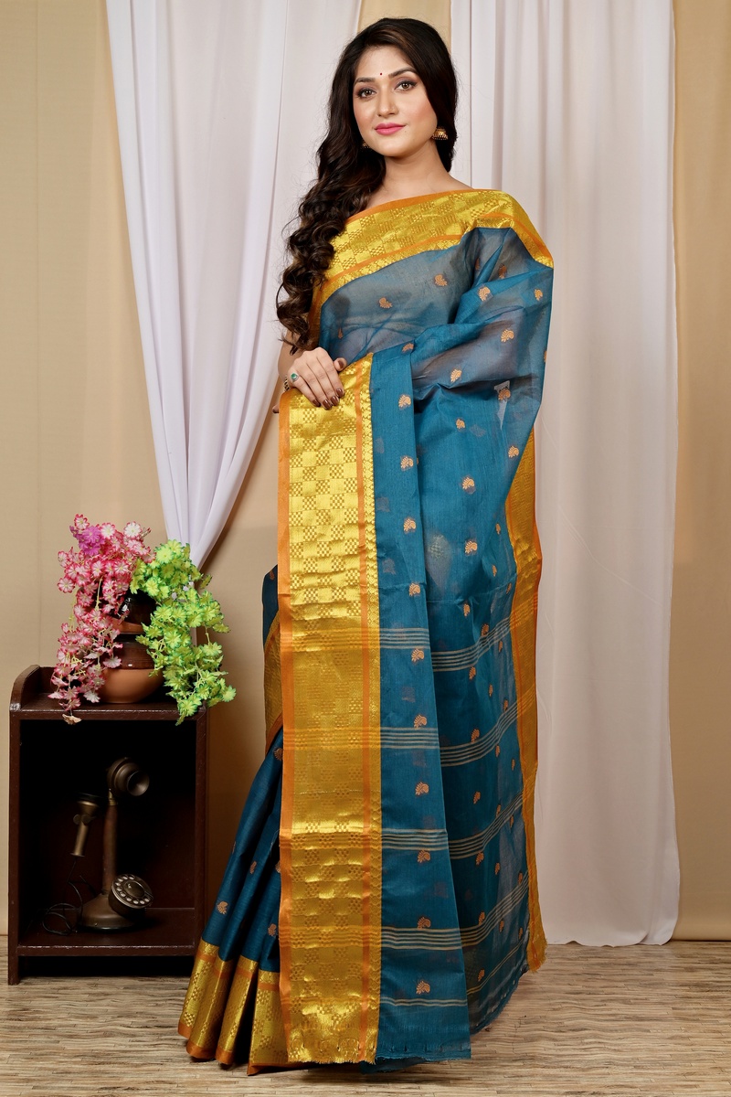 Green Pure Cotton Atula Tant Saree (1631)