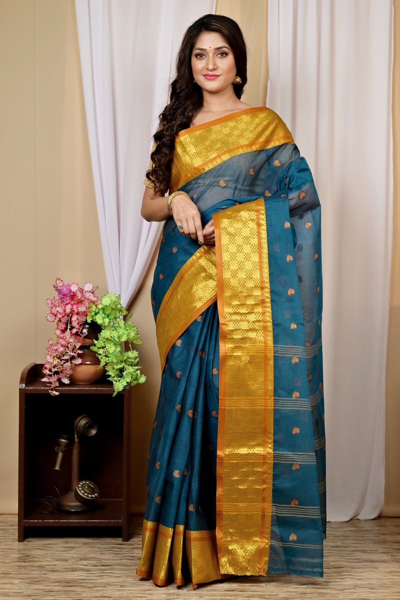 Green Pure Cotton Atula Tant Saree (1631)