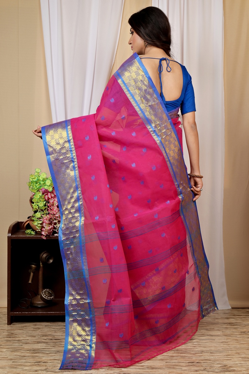 Pink Pure Cotton Atula Tant Saree (1636)
