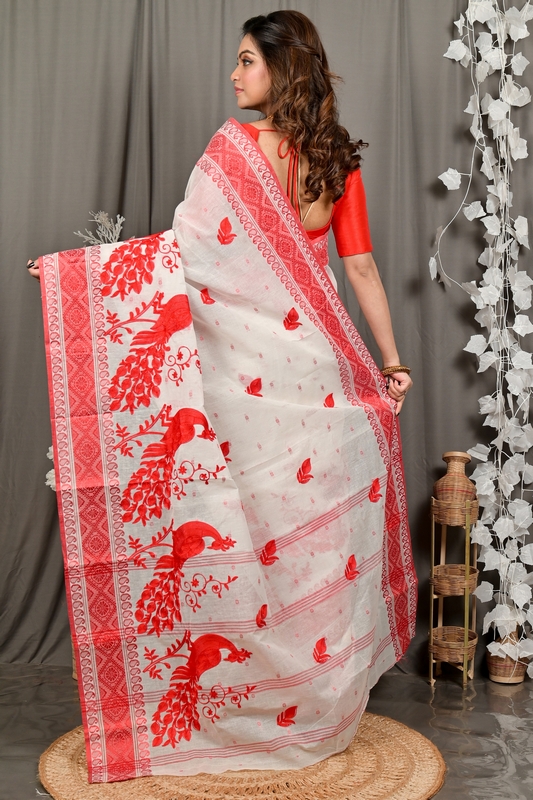 White Red Pure Cotton Variti embtat Tant Embroidery (1889)