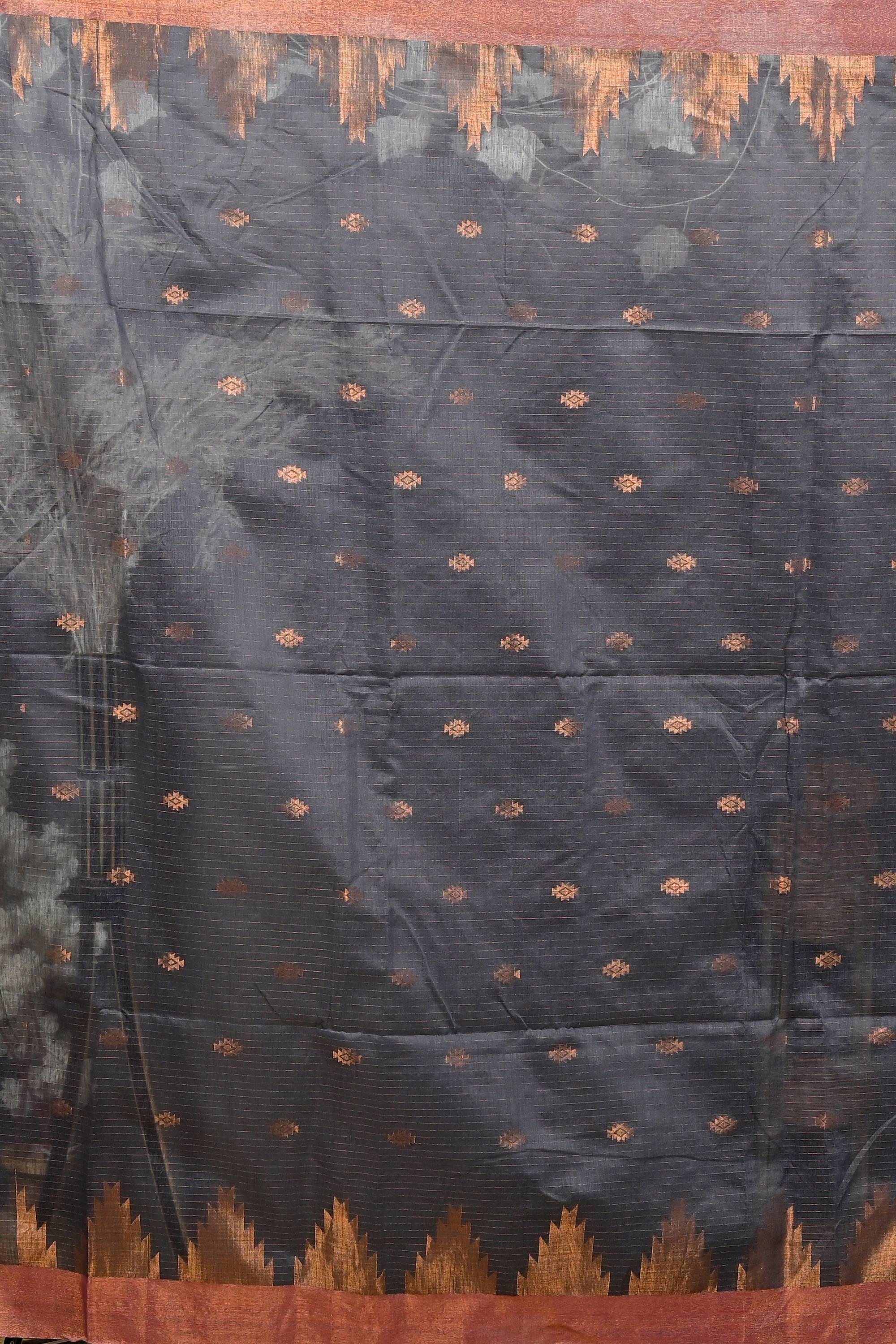 Black Cotton Blend Daypi Hand Loom Saree (1894)