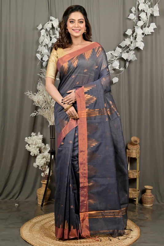 Black Cotton Blend Daypi Hand Loom Saree (1894)