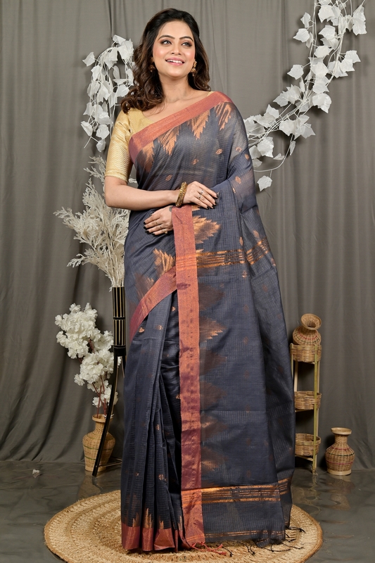 Black Cotton Blend Daypi Hand Loom Saree (1894)