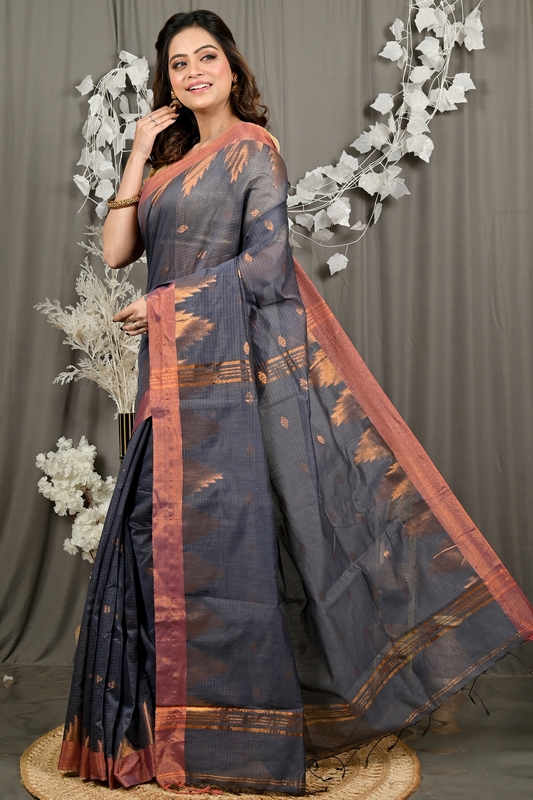 Black Cotton Blend Daypi Hand Loom Saree (1894)