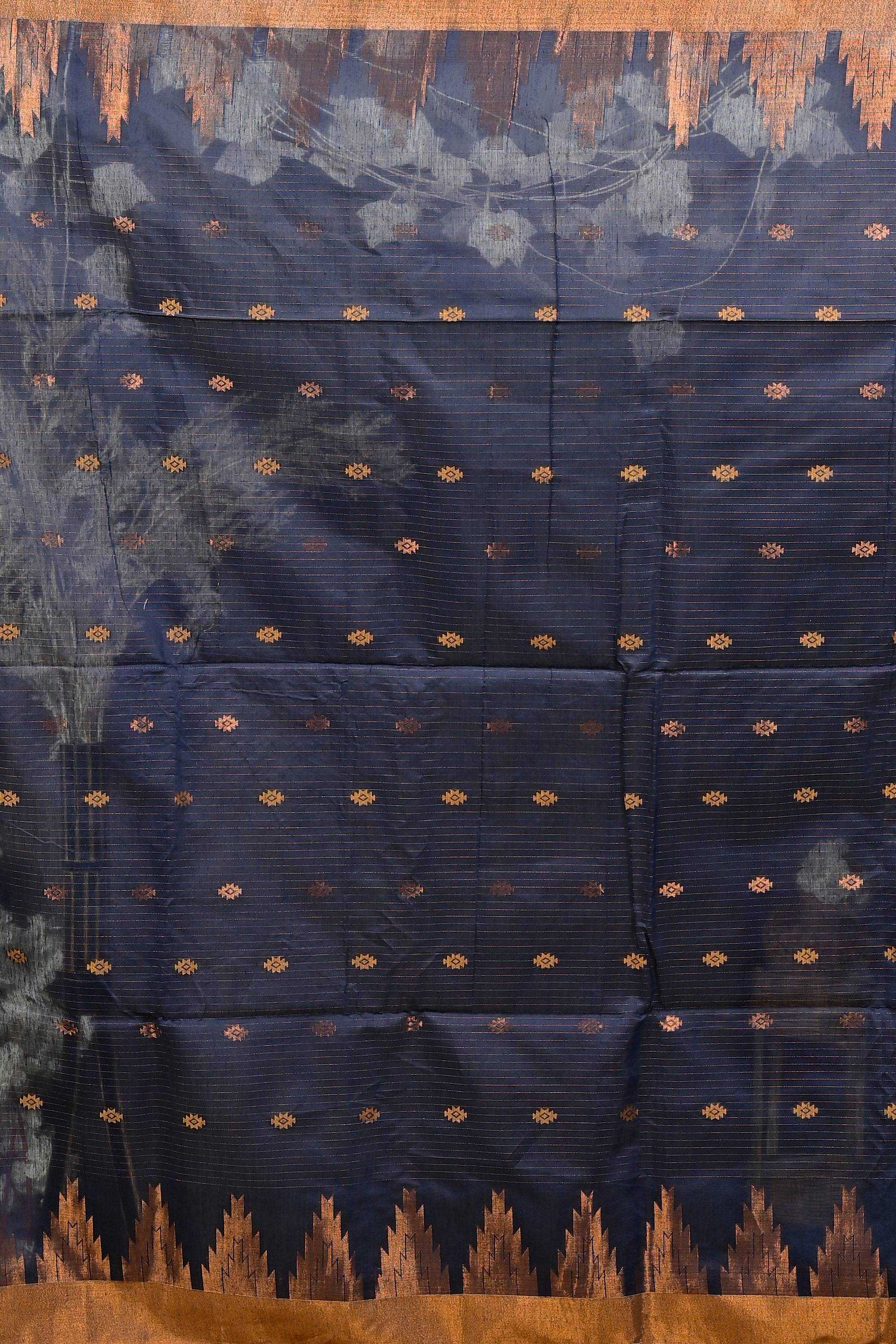 Naby Blue Cotton Blend Daypi Hand Loom Saree (1895)