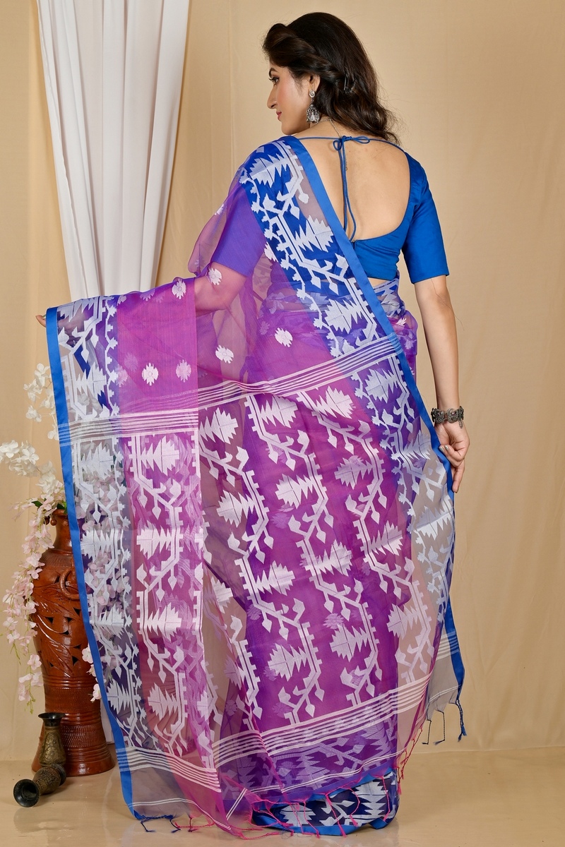 Purple Cotton Monimal Muslin saree (2048)