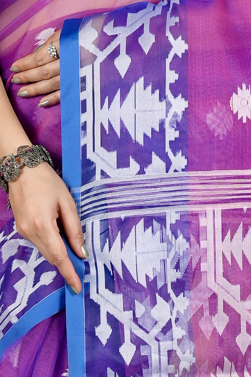 Purple Cotton Monimal Muslin saree (2048)