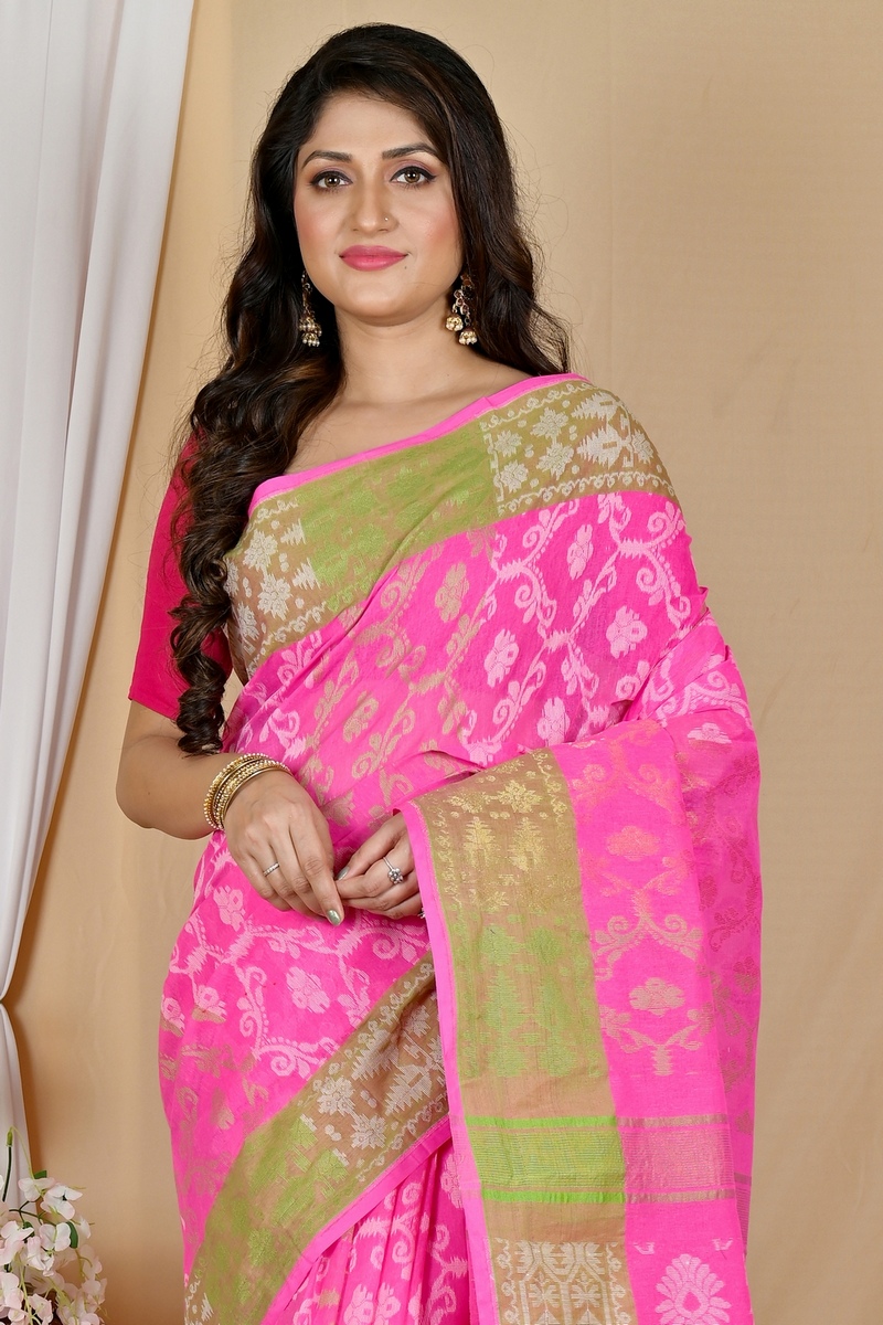 Pink Pure Cotton Semata Tant Saree (2049)