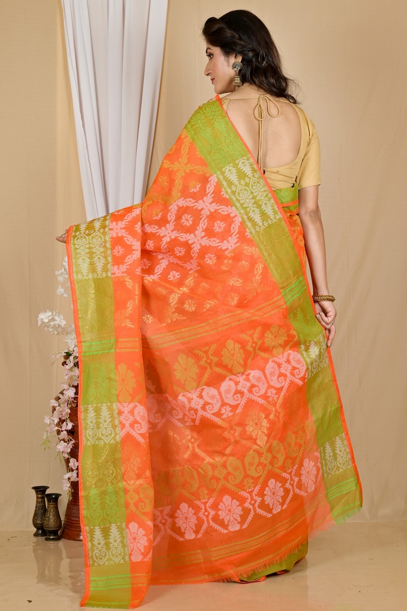Orange Pure Cotton Semata Tant Saree (2051)