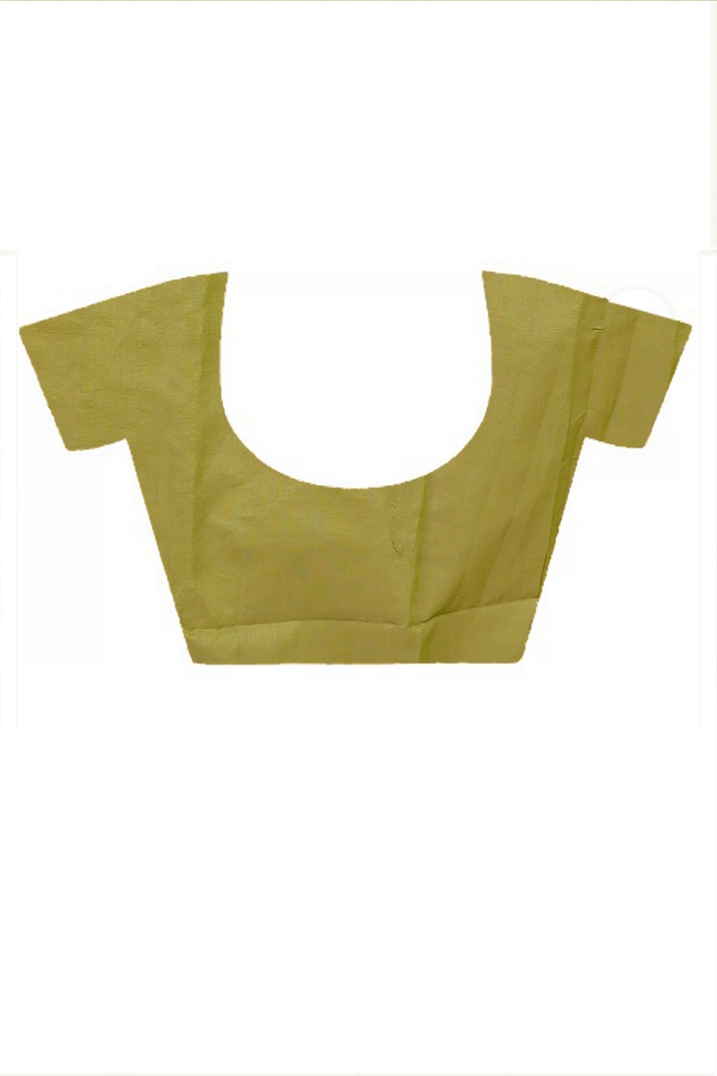 Green Grey Pure Cotton Senak Printed Handloom Saree (2058)