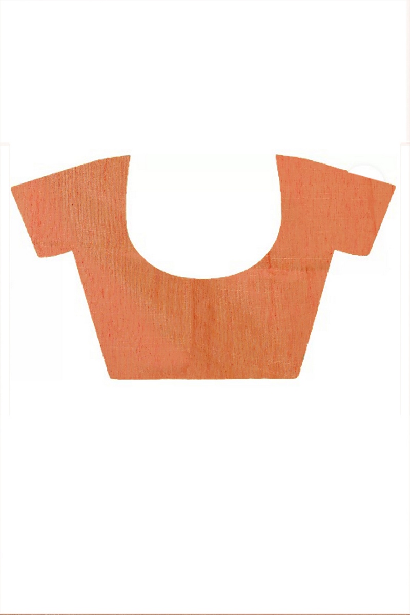 Yellow Brown Pure Cotton Senak Printed Handloom Saree (2059)