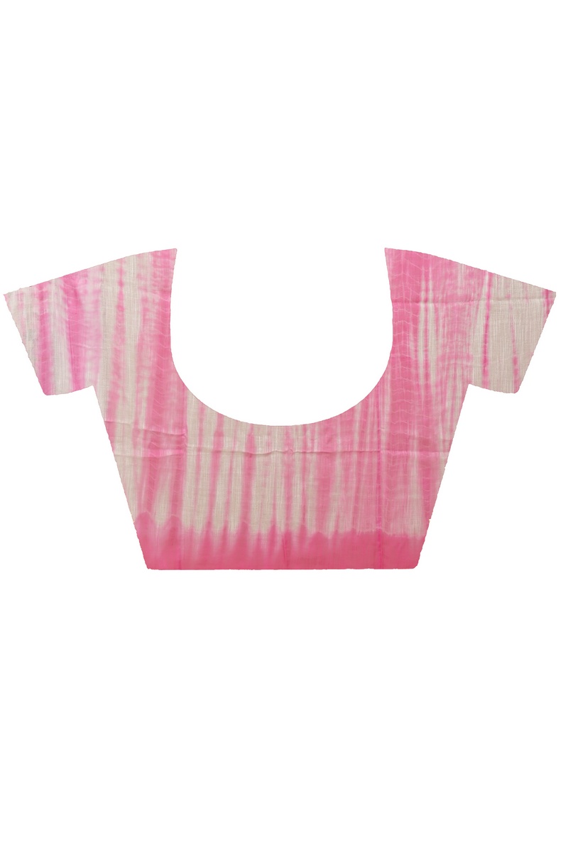 Pink White Pure Cotton Achmol Badhni Dye Saree (2228)