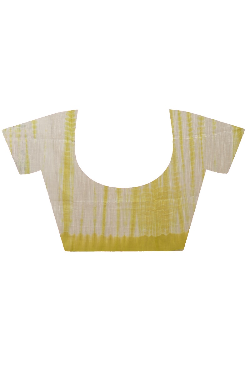 Green White Pure Cotton Achmol Badhni Dye Saree (2229)