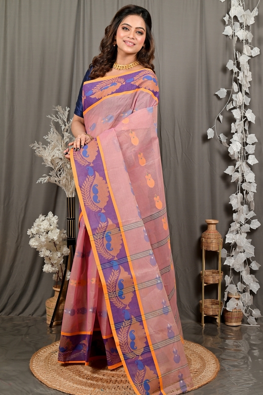 Peach Pure Cotton Debui Tant Saree (2950)