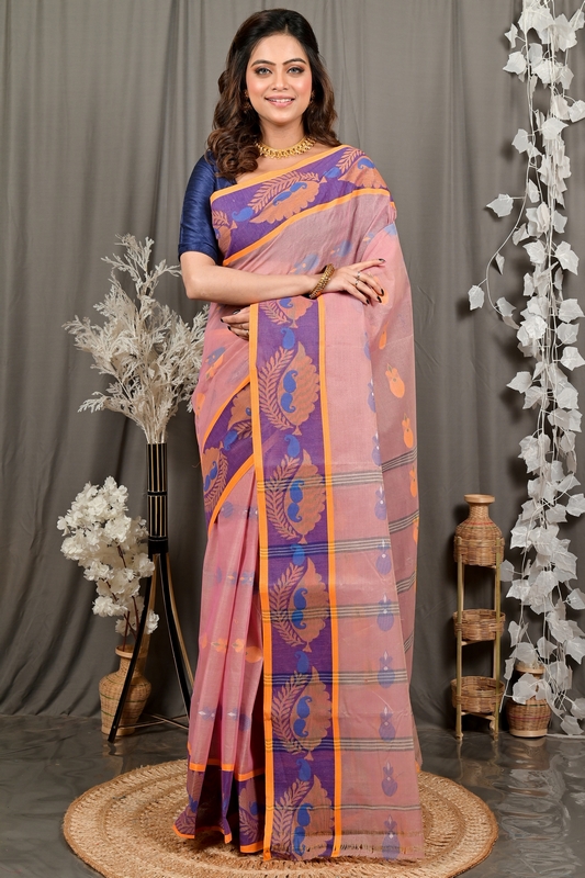 Peach Pure Cotton Debui Tant Saree (2950)