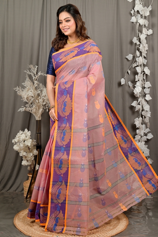 Peach Pure Cotton Debui Tant Saree (2950)