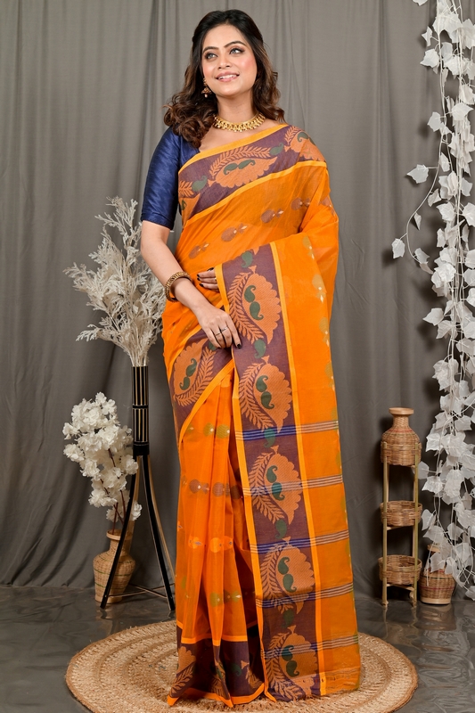 Orange Pure Cotton Debui Tant Saree (2951)