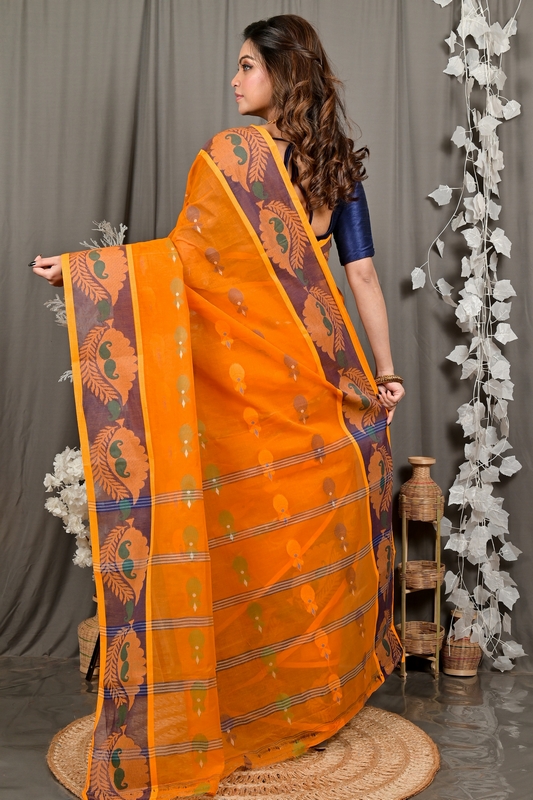 Orange Pure Cotton Debui Tant Saree (2951)