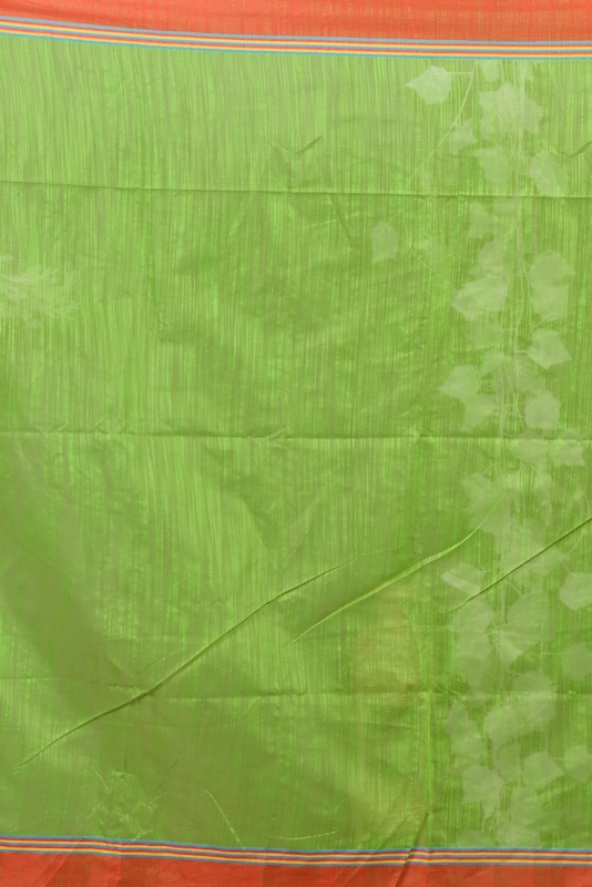 Green Red Cotton Blend Deepsi Hand Painted Saree (2955)