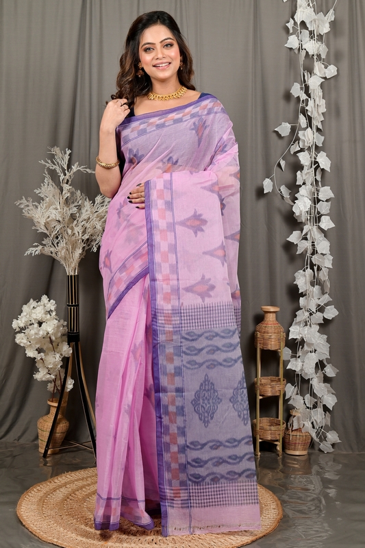 Light Purple Pure Cotton Devai Tant Saree Print (2961)