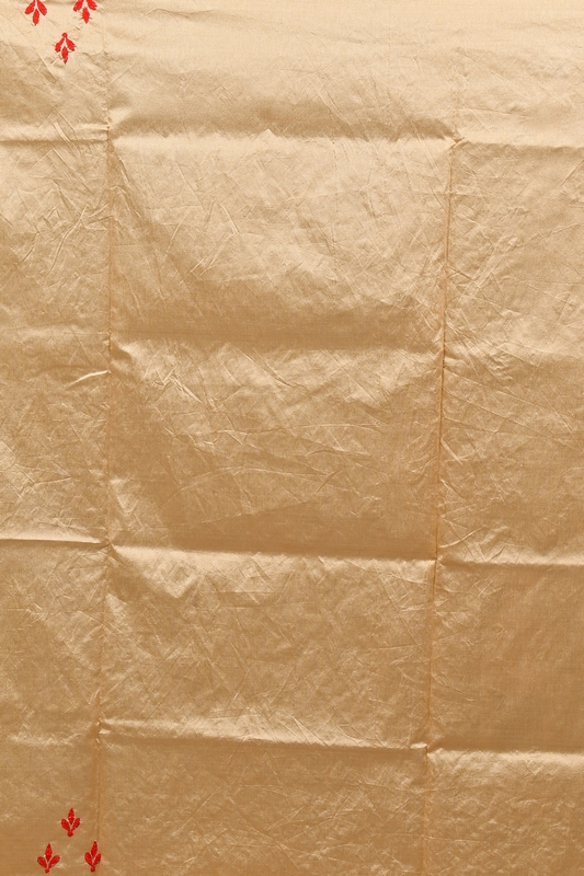 Golden Brown Cotton Blend Dharai Kantha Stitch Saree (2970)