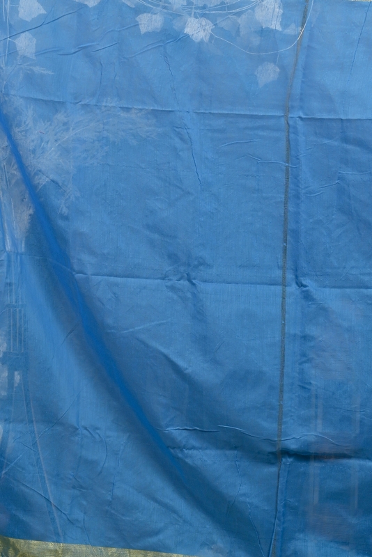 Sky Blue Cotton Blend Dhrum Hand Loom Saree (2985)