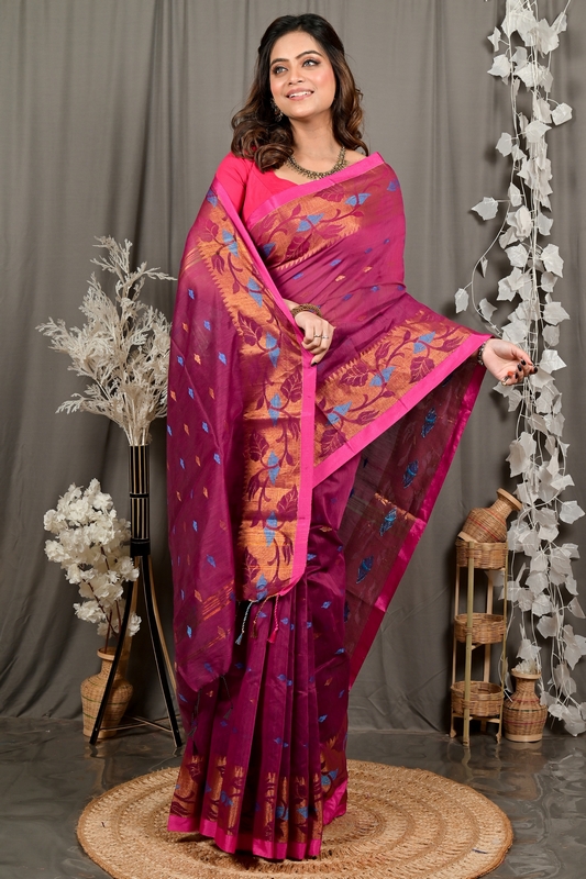 Purpel Cotton Dipani Hand Loom Saree (3004)
