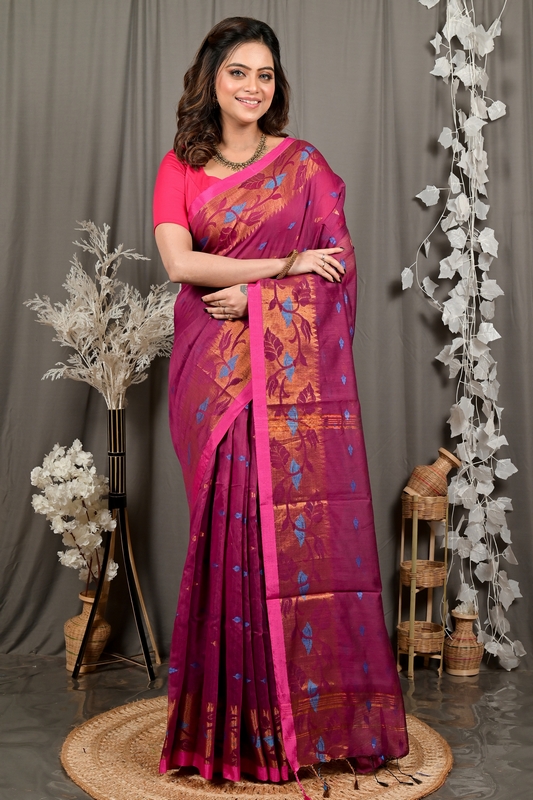 Purpel Cotton Dipani Hand Loom Saree (3004)