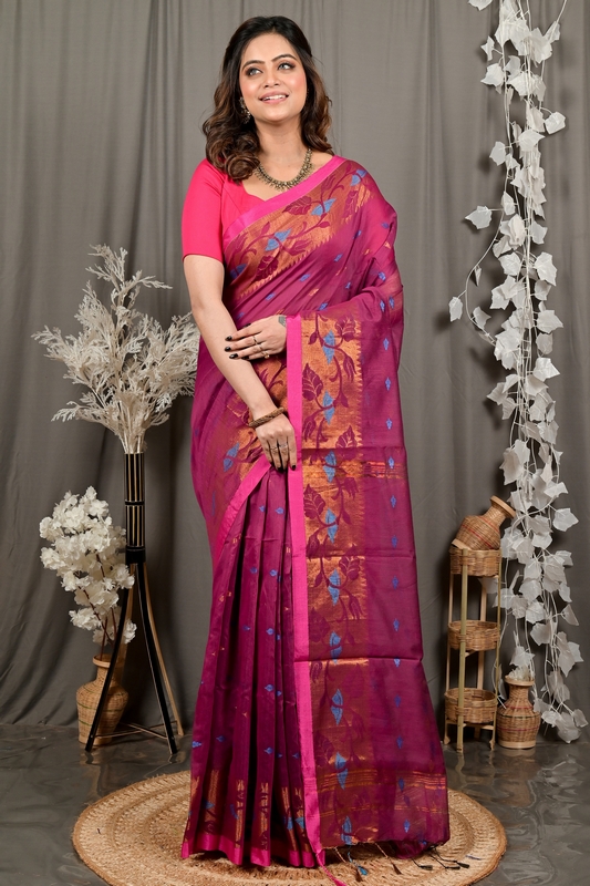 Purpel Cotton Dipani Hand Loom Saree (3004)