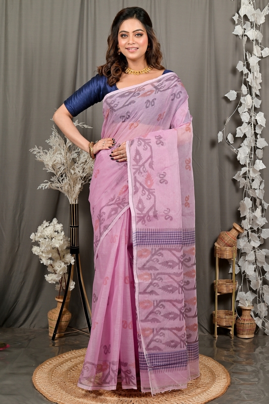 Peach Pure Cotton Divani Tant Saree Print (3017)