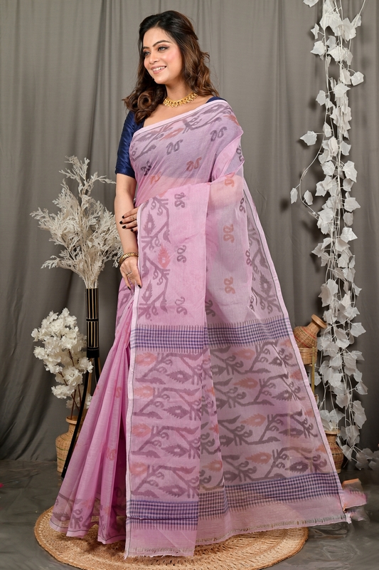 Peach Pure Cotton Divani Tant Saree Print (3017)