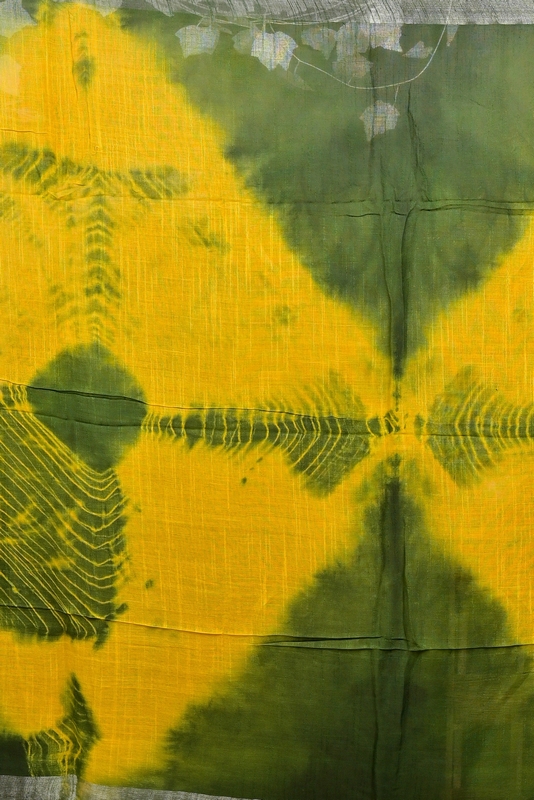 Yellow Green Pure Cotton Finui Hand Loom Saree (3062)