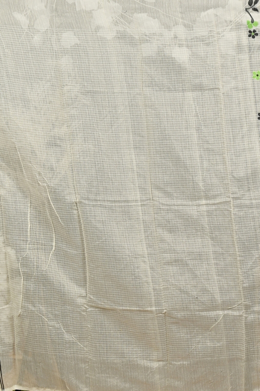Off white Black Cotton Fivani Jamdani Saree (3080)