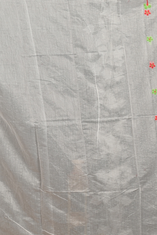 Off White Red Cotton Fivani Jamdani Saree (3100)