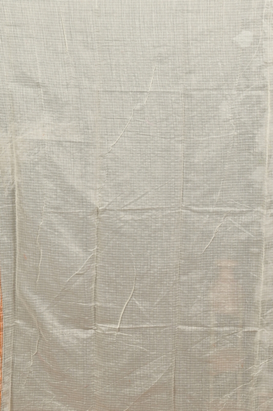 Off White Orange Cotton Fivani Jamdani Saree (3102)