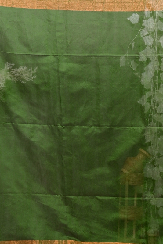 Dark Green Purpel Blended Cotton Foyani Hand Loom Saree (3115)