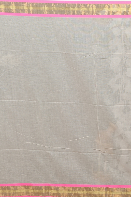 White Pink Cotton Sofeda Hand Loom Saree (3127)