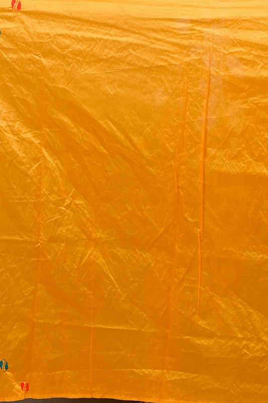 Yellow Cotton Varitikath Kantha Stitch Saree (3133)