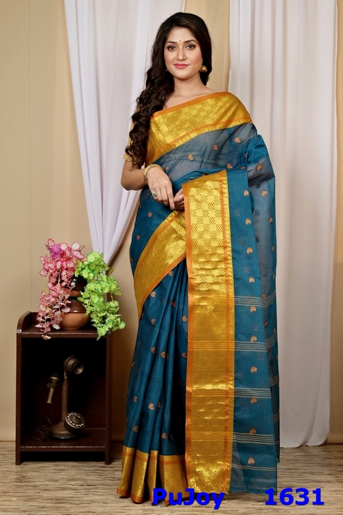 Green Pure Cotton Atula Tant Saree (1631)