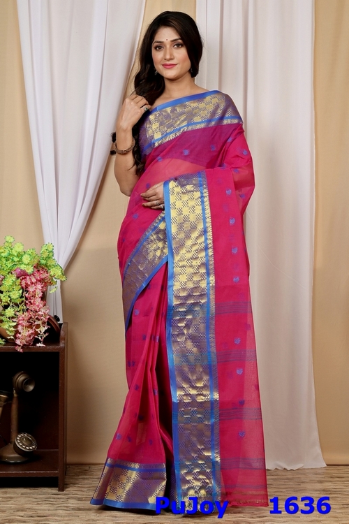 Pink Pure Cotton Atula Tant Saree (1636)