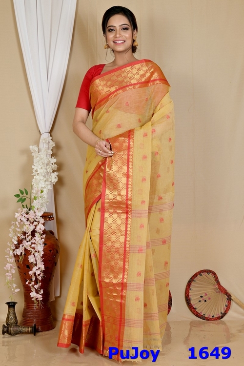Cream Pure Cotton Atula Tant Saree (1649)