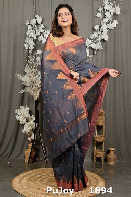 Black Cotton Blend Daypi Hand Loom Saree (1894)