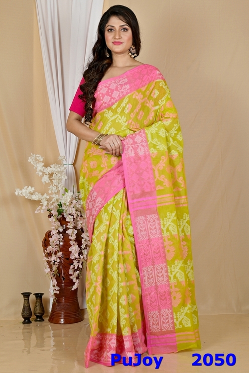 Yellow Pure Cotton Semata Tant Saree (2050)