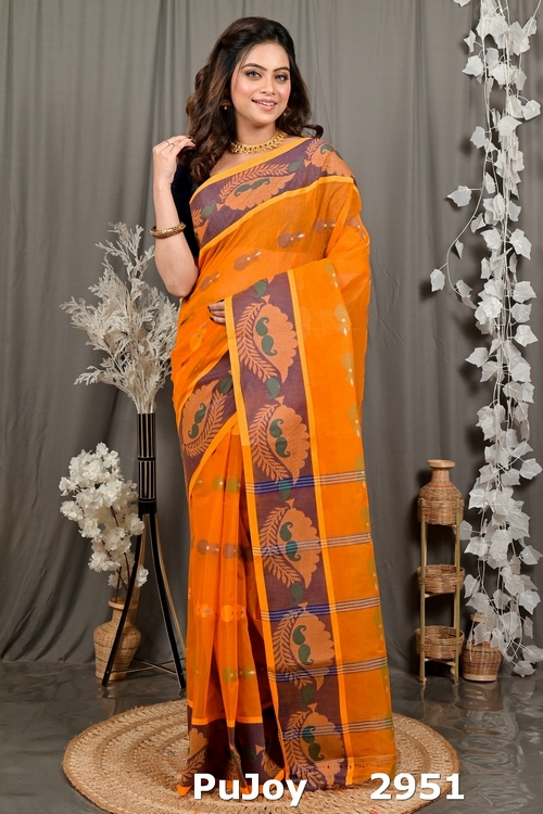 Orange Pure Cotton Debui Tant Saree (2951)