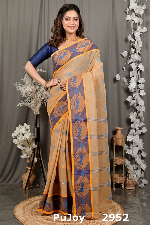 Brown Pure Cotton Debui Tant Saree (2952)