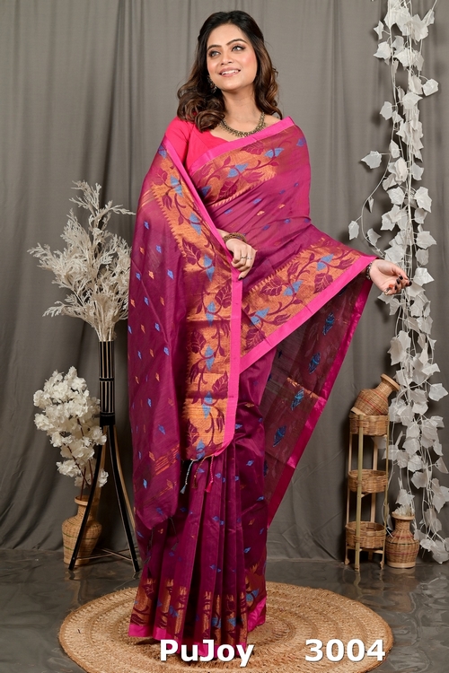 Purpel Cotton Dipani Hand Loom Saree (3004)